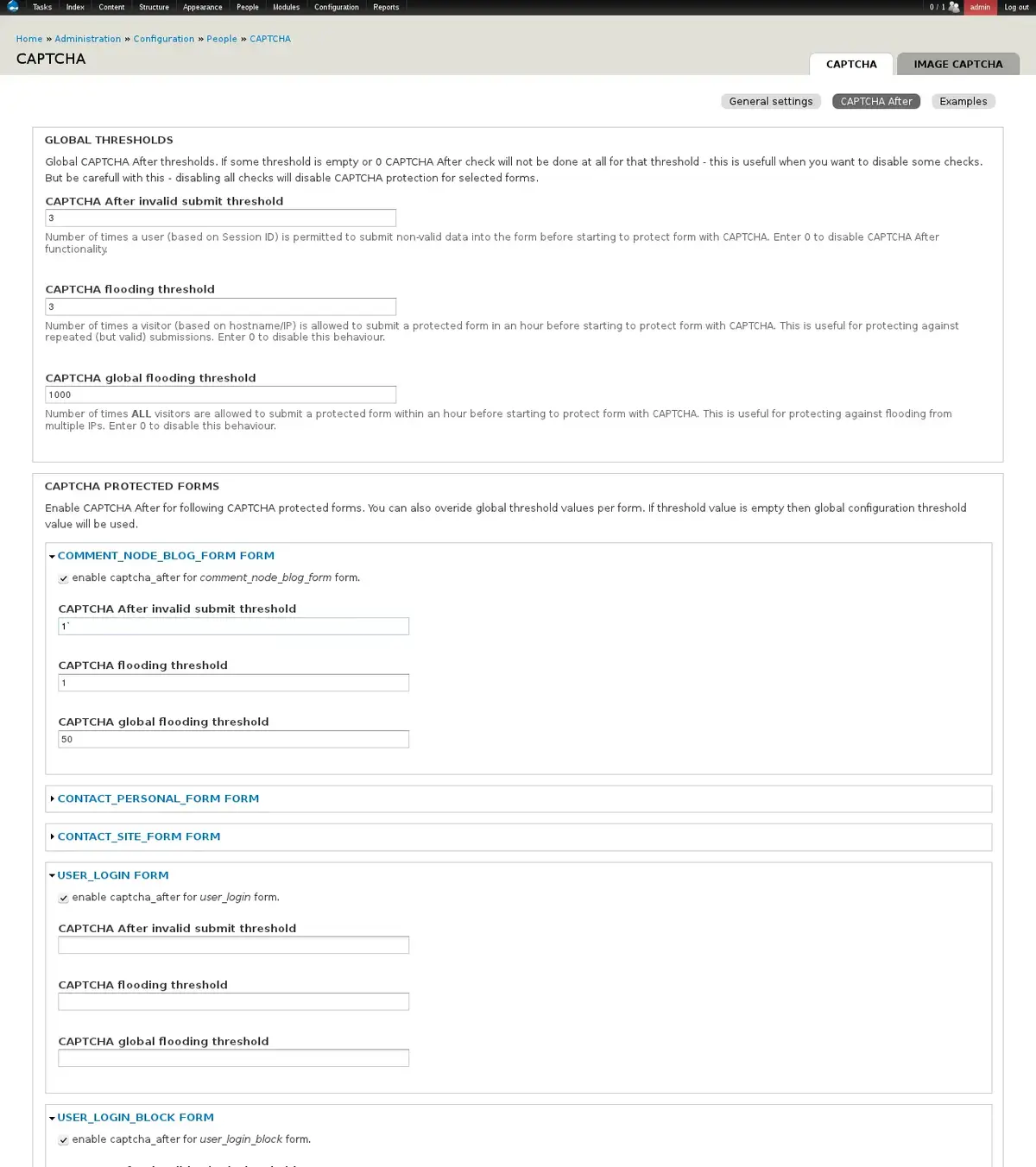 Captcha after threshold per form